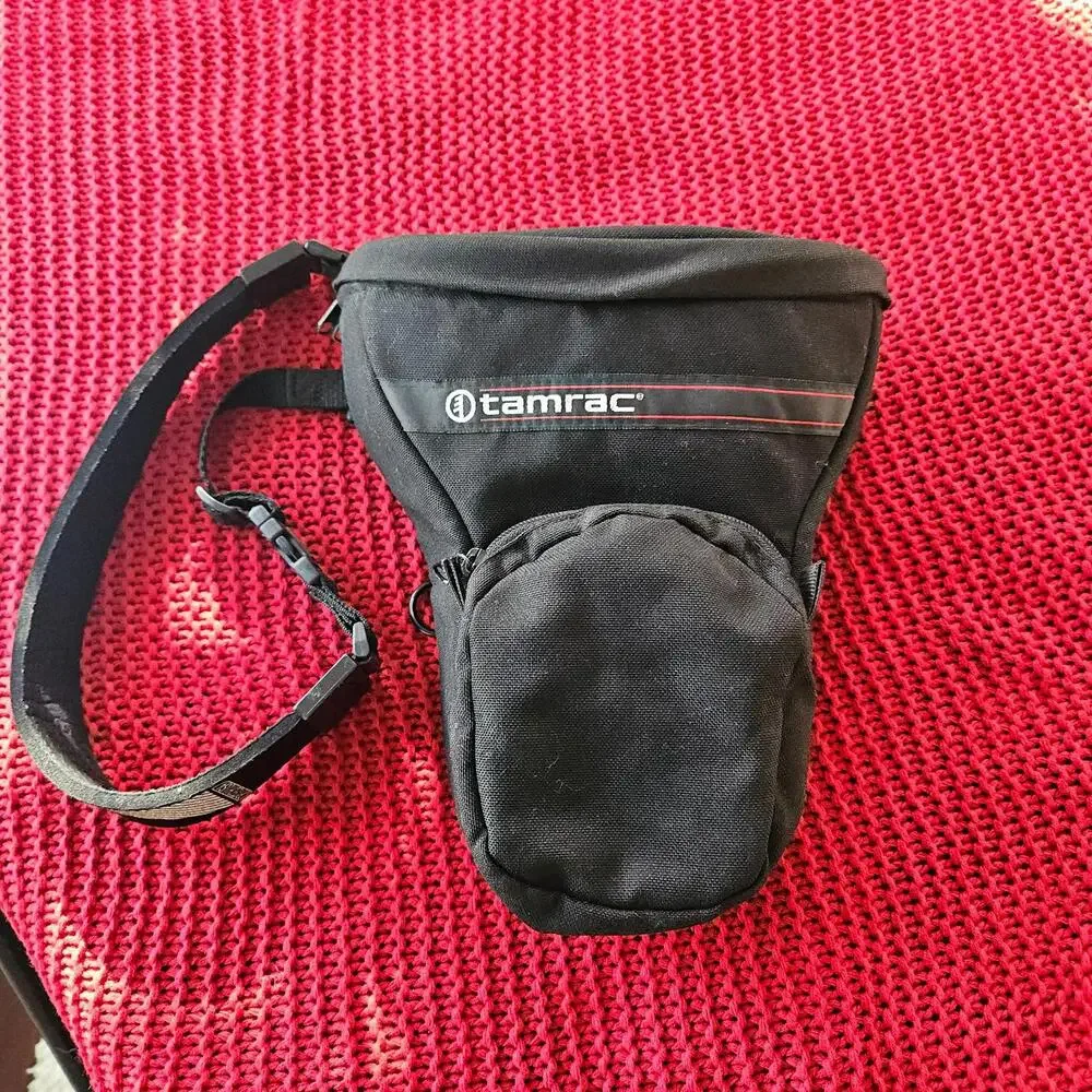 Vintage Tamrac Model 517 Black Tele-Zoom Camera Bag W/ OPTECH USA Shoulder Strap